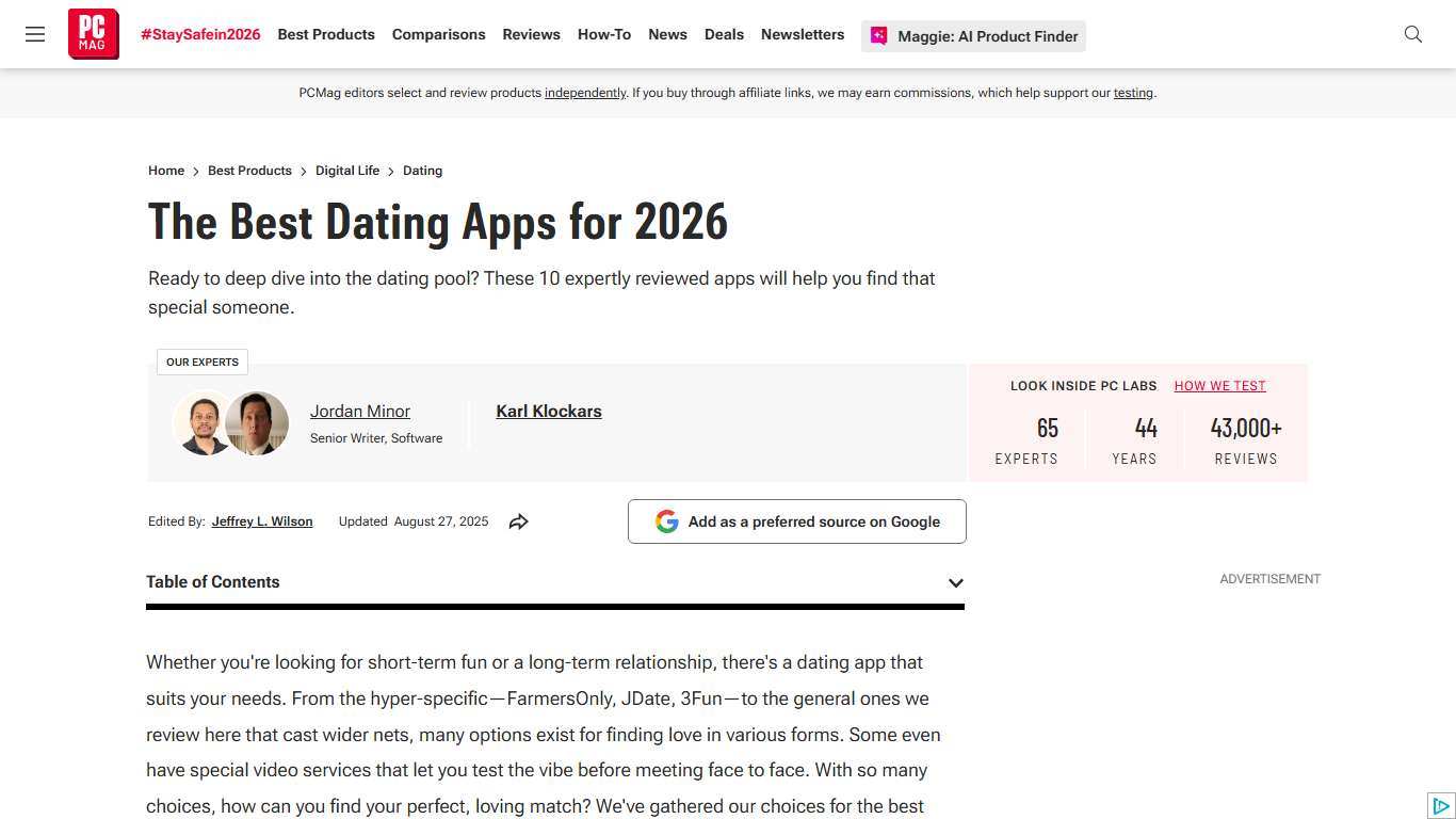 The Best Dating Apps We've Tested for 2026 | PCMag